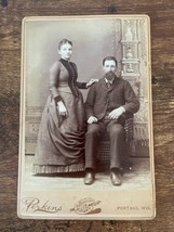 Vintage Cabinet Card. Ollie &amp; Daisy Dunn wedding by Perkins in Portage Wisconsin - £14.80 GBP