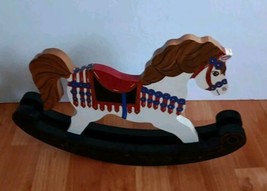 Wooden Rocking Horse Folk Art Approx Size 11&quot;x 17&quot; Handpainted Very Nicely Done  - £18.02 GBP