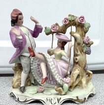 ANTIQUE DRESDEN PORCELAIN  GERMANY  pottery figure retro ducal Man Woman... - $55.00