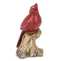 Cardinal Bird Figurine Statue Red 8" High Freestanding Sitting on Resin Log image 2