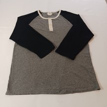 Lee Dungaree Women's Black & Gray 3/4 Sleeve Henley Raglan T-Shirt Size Medium image 9