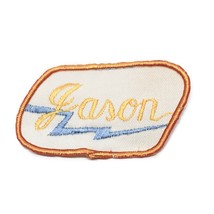 Vintage Name Jason Yellow Blue Patch Embroidered Sew-on Work Shirt Unifo... - $3.47