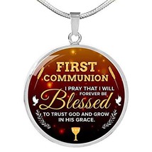 Express Your Love Gifts Forever Be Blessed First Communion Necklace Engraved 18k - £55.35 GBP