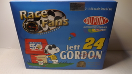 Diecast Jeff Gordon Peanuts Dual Race Cars In Box 1:24 Limited Edition  - $65.00