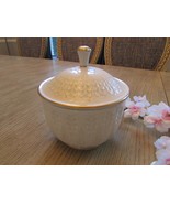 Lenox Covered Candy Bowl Ivory Embossed Leaf Pattern 24 kt gold Accented... - $18.76