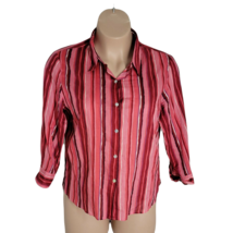 Crazy Horse Button Up Collared Shirt Blouse ~ Sz 16 ~ Pink ~ Long Sleeve - £16.53 GBP