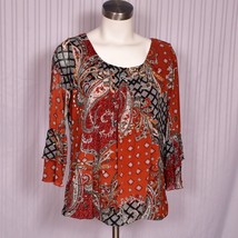 Sara Michelle Top Fall Multicolor Tunic Size Small Fully Lined - £12.14 GBP