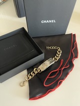Chanel Bracelet Gold Chain with Crystal Encrusted Plate - $479.00