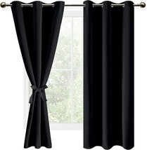 Dwcn Black Blackout Curtains For Bedroom Sewn With Tiebacks - Thermal In... - £25.27 GBP