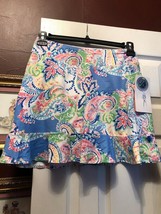 NWT GOTTEX Periwinkle Paisley Golf Tennis Pickleball Knit Ruffle Skort S M XL image 2