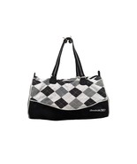 Reebok Black White Argyle Duffel Bag Workout Sports Travel Bag Small - £47.68 GBP
