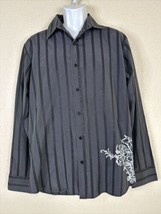 Level Ten Men Size XL Black Striped Button Up Shirt Long Sleeve - £9.12 GBP