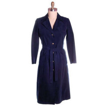 Vintage Womens Navy Blue Ultrasuede Coat Rosenblums 1970s Medium - $88.21