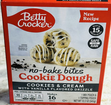 Betty Crocker No Bake Bites Cookie Dough Cookie/Cream Vanilla Flavored D... - $8.79