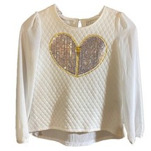 Flapdoodles Top Hi Lo Hem Quilted Gold Heart Silver Sequins Cottagecore ... - $14.24