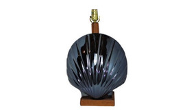 Vintage 60s Art Deco Metallic Ceramic Sea Shell Nautical Table Lamp Ligh... - $138.55