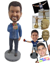 Personalized Bobblehead Handsome Dude Wearing A Sweatshirt And Jeans With Casual - £66.88 GBP