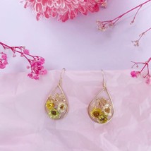 Minar Sweet Romantic Transparent Resin Flower Earring for Women Gold Color Alloy - £8.37 GBP