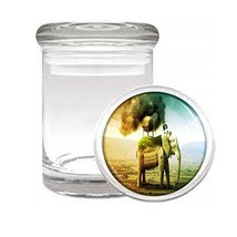 Elephant Machine Pollution Em1 Medical Glass Stash Jar 3&#39;&#39; X 2&#39;&#39; Herb And Spice  - £5.94 GBP