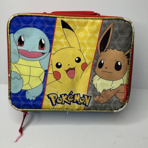 Pokemon Thermos Lunch Box Squirtle Evee Pikachu Soft Sided Carrying Handle 2019 - $14.75