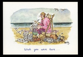 BES070 - Writing Postcards - Wish you where here..... - Besley comic postcard - £1.98 GBP
