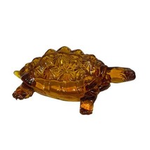 Vintage LG Wright Glass Amber Knobby Back Large Turtle Covered Dish Rare Retro - £106.53 GBP