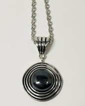 22&quot; Inch Silver Tone Chain with Hematite Color Pendant - $12.60