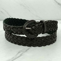 Vintage Brown Genuine Leather Braided Woven Belt Size 38 - $19.79