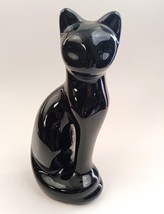 Black Ceramic Cat Statue Figurine Figure Art Mark 8.5” Tall MCM Vintage - £29.10 GBP