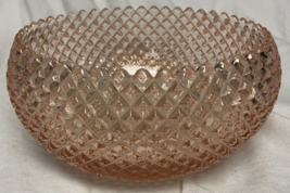 Vintage Miss America Pink Depression Glass Diamond Cut Bowl Large 8” X 4&quot; - £21.50 GBP