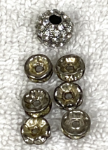 Vintage 6 Rhinestone Spacers 5/8" x 1/8" and 1 Rhinestone Round Bead 3/8" W - $9.41
