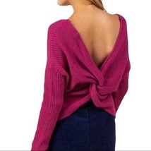 Miami Magenta Pink Back Knot Sweater Francesca&#39;s Size Medium NWT - £16.71 GBP