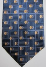 NEW Ermenegildo Zegna Blue With Gold and Light Blue Discs Silk Tie - £56.28 GBP