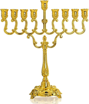 Hanukkah Menorah 9 Branch Gold Plated Jewish Menorahs for Chanukah Candl... - €21,31 EUR