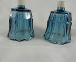 2 Vintage Blue Glass Tulip Peg Votive Candle Holders New Unused - $11.77