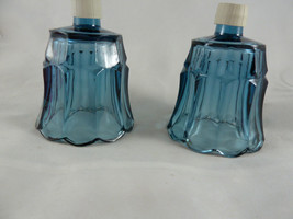 2 Vintage Blue Glass Tulip Peg Votive Candle Holders New Unused - £9.25 GBP