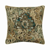 Handmade 16&quot;x16&quot; Damask Beige Velvet Cushion Cover, Damask Decor - £24.93 GBP+