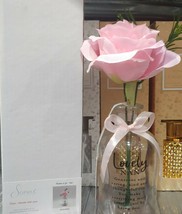 Faux Soft Pink Rose and Foliage In Glass Jar Loveliest Nan Gift Mothers Day Bday - £12.79 GBP
