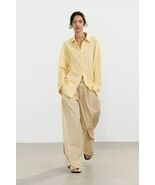 NWT ZARA COLLECTION OVERSIZED PASTEL YELLOW 100% LINEN SHIRT L - $49.99