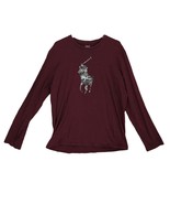 Polo Ralph Lauren Men&#39;s L Camo Pony Icon Burgundy Long Sleeve Shirt Crew... - $19.35