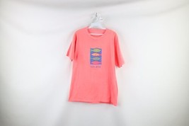 Vintage 90s Streetwear Womens Large Spell Out Toledo Ohio Fish T-Shirt Pink - £23.42 GBP