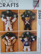 McCall's 2390 Crafts Pattern Warm Fuzzy Winter 14" Bear Wreaths UNCUT Smoke free - $4.15