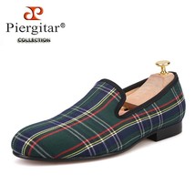 New Red And Green Classic Scottish Plaid Men&#39;s Loafers For Party Handmade Slip-O - £176.00 GBP