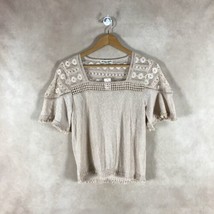 INSPIRED HEARTS Beige Boho Fringe Embroidered Top NWT L - £8.00 GBP