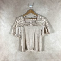 INSPIRED HEARTS Beige Boho Fringe Embroidered Top NWT L - £8.15 GBP