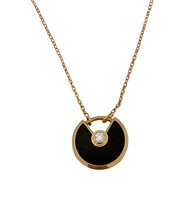 Cartier Amulette De Cartier Onyx &amp; Diamond Rose Gold XS Necklace - £2,238.19 GBP