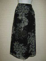 NWT Emma James 6 P Ankle Length Career Skirt Black White Floral Sheer Overlay - £11.83 GBP