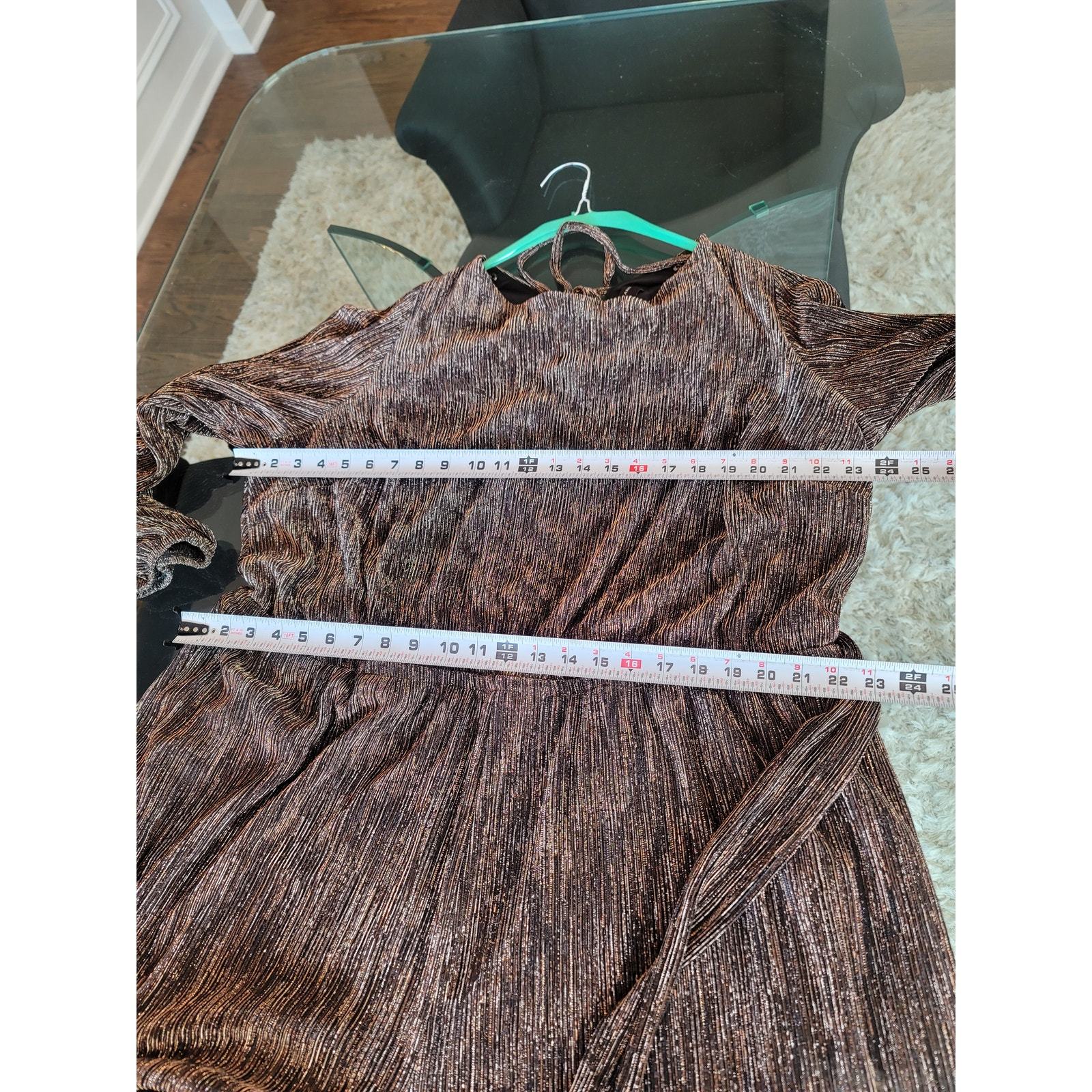 Lane Bryant Jumpsuit Women Size 26/28 Brown Metallic Wide Leg Long Sleeve Belted Item image 13