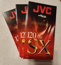 Lot of 3 JVC T-120 SX Blank High Performance VHS Tapes - New &amp; Sealed - £9.85 GBP