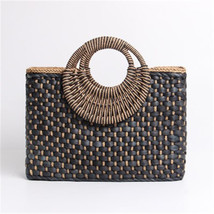 Hand basket shopping bag Bali Island Hand Corn straw Woven Bag Butterfly buckle  - £55.66 GBP